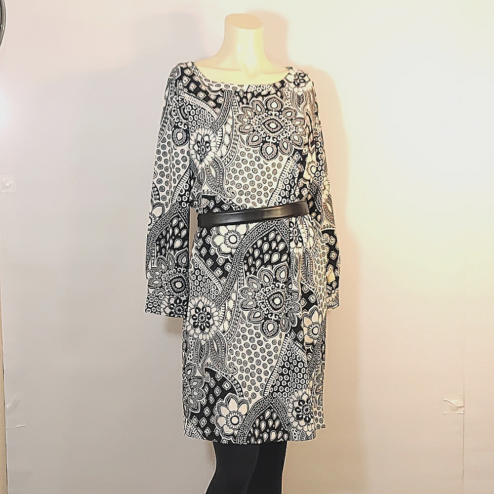 Loft Ann Taylor SZ MD Bold Retro Dress Black&White